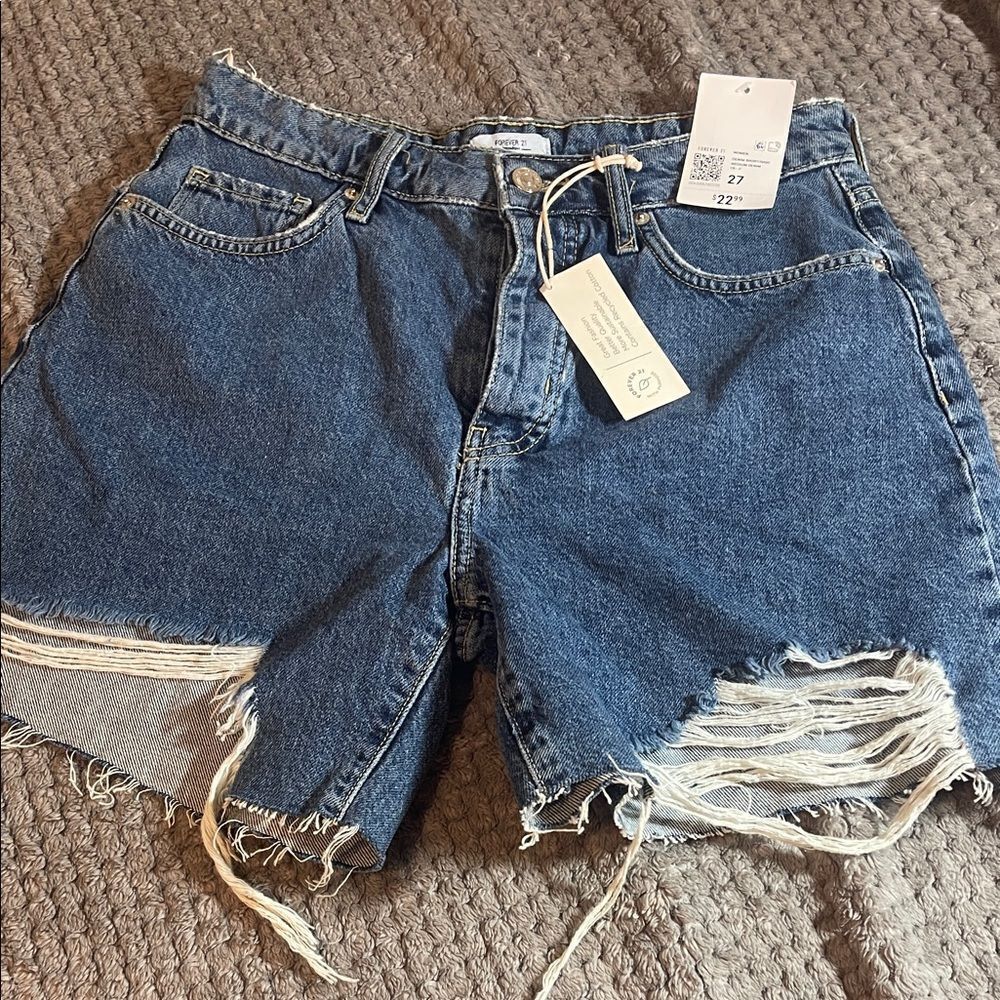 Forever 21 Blue Ripped Jean Shorts size 27